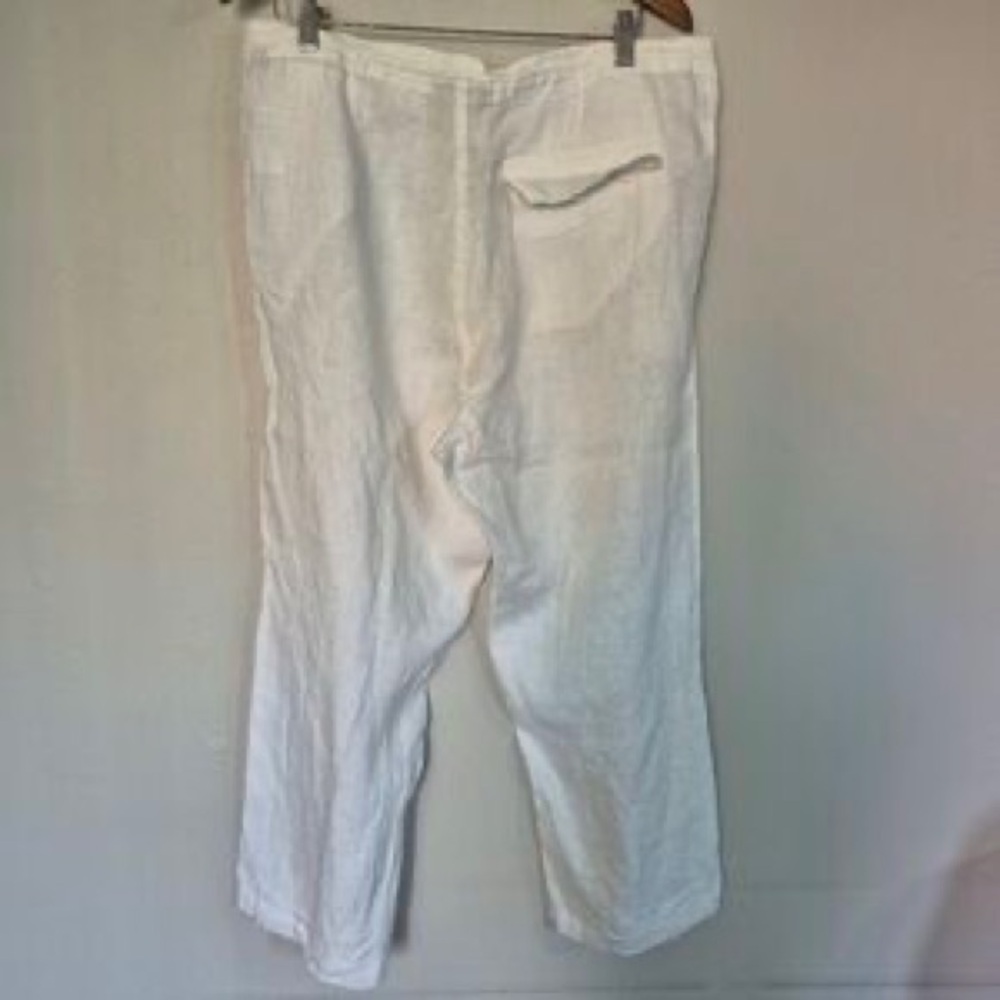 Men's White Linen Drawstring Pants - Picture 2 of 8